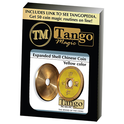 Expanded Shell Chinese Coin made in Brass, Yellow by Tango Magic