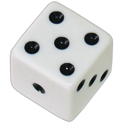 Die 1 White Economy w/ Black Spots 19mm