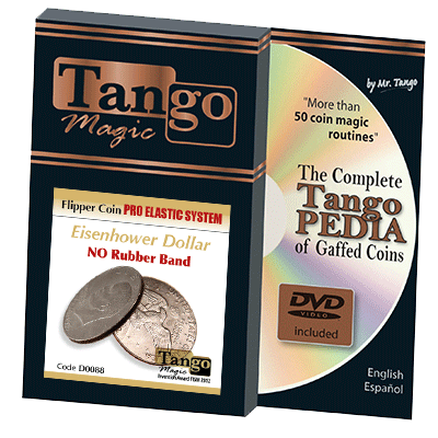 Flipper Coin Pro Elastic System, One Dollar DVD w/Gimmick, D0088 by Tango Magic