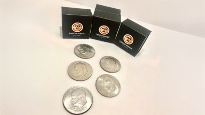 Expanded Shell Eisenhower Dollar, plus 4 Regular Coins by Tango Magic